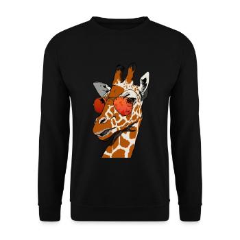 lustige Giraffe mit Sonnenbrille Giraffen Geschenk - Unisex Pullover - Schwarz - Vorne - Alina (178cm) & Michal (187cm)
