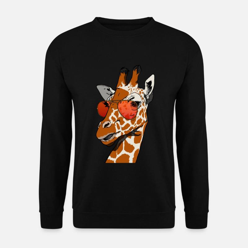 lustige Giraffe mit Sonnenbrille Giraffen Geschenk - Unisex Pullover - Schwarz