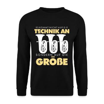 Tuba nicht auf die Technik Blasmusik Tubist Tuba - Unisex Pullover - Schwarz - Vorne - Alina (178cm) & Michal (187cm)