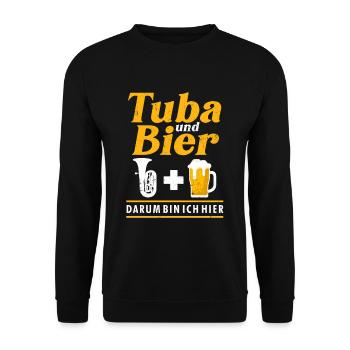 Tuba und Bier Blasmusik Alkohol Tubist Tuba - Unisex Pullover - Schwarz - Vorne - Alina (178cm) & Michal (187cm)