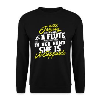 Flute Christian girl - Unisex Sweatshirt - black - Front - Alina (178cm) & Michal (187cm)