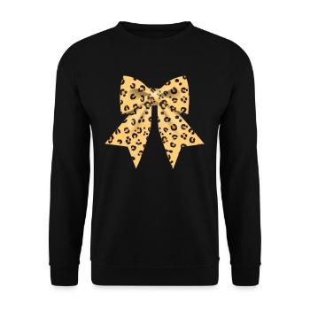 Grand noeud avec cadeau motif léopard - Sweat-shirt Unisexe - noir - Devant - Alina (178cm) & Michal (187cm)