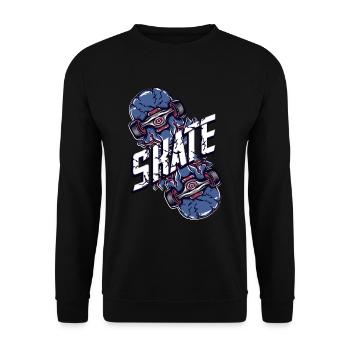skateboard - Unisex Sweatshirt - black - Front - Alina (178cm) & Michal (187cm)