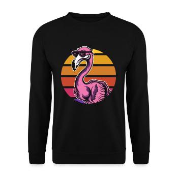 Flamant rose rétro - Sweat-shirt Unisexe - noir - Devant - Alina (178cm) & Michal (187cm)
