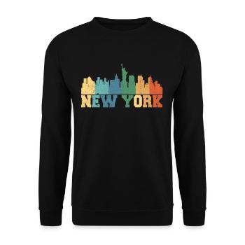 Skyline de New York rétro - Sweat-shirt Unisexe - noir - Devant - Alina (178cm) & Michal (187cm)