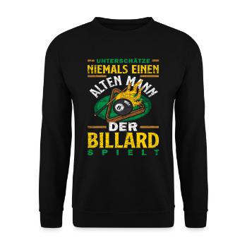 Billard Alter Mann - Unisex Pullover - Schwarz - Vorne - Alina (178cm) & Michal (187cm)