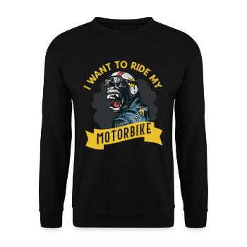 I want to ride my motorbike - Unisex Sweatshirt - black - Front - Alina (178cm) & Michal (187cm)
