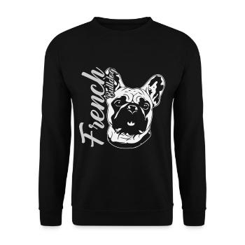 Französische Bulldoge - Unisex Pullover - Schwarz - Vorne - Alina (178cm) & Michal (187cm)
