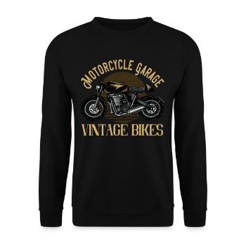 Motorcycle garage vintage bikes - Unisex Sweatshirt - black - Front - Alina (178cm) & Michal (187cm)