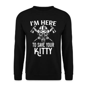 Fire department saves cat funny saying - Unisex Sweatshirt - black - Front - Alina (178cm) & Michal (187cm)