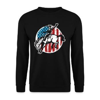 Cavalier de drapeau Cowboy Patriot America - Sweat-shirt Unisexe - noir - Devant - Alina (178cm) & Michal (187cm)
