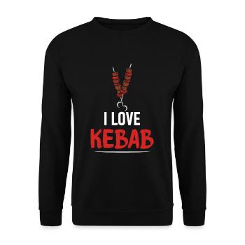 I love Kebab Geschenk für Döner Freunde & Food Fan - Unisex Pullover - Schwarz - Vorne - Alina (178cm) & Michal (187cm)