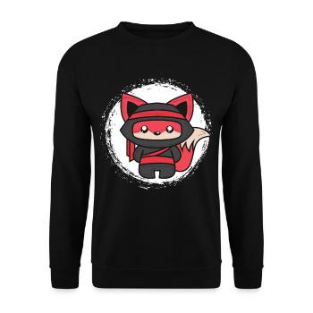 Ninja Fuchs Geschenk für Shinobi Füchse & Ninjas - Unisex Pullover - Schwarz - Vorne - Alina (178cm) & Michal (187cm)