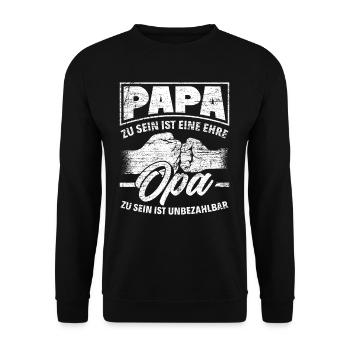 Papa Opa - Unisex Pullover - Schwarz - Vorne - Alina (178cm) & Michal (187cm)