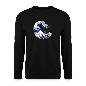 Die große Welle vor Kanagawa Halbmond Kleis - Unisex Pullover - Schwarz - Vorne - Alina (178cm) & Michal (187cm)