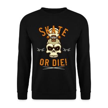 Skate or Die Skater Skull - Unisex Sweatshirt - black - Front - Alina (178cm) & Michal (187cm)