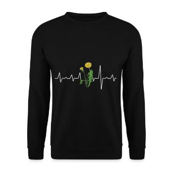 cool dandelion with heartbeat pulse gift - Unisex Sweatshirt - black - Front - Alina (178cm) & Michal (187cm)