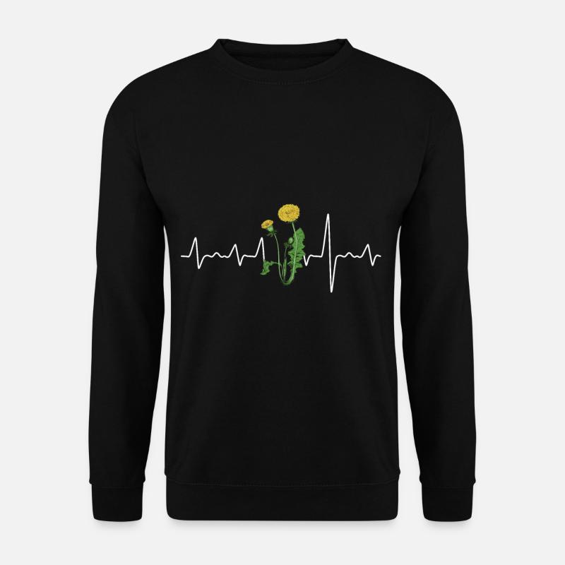 cooler Löwenzahn mit Herzschlag Puls Geschenk - Unisex Pullover - Schwarz