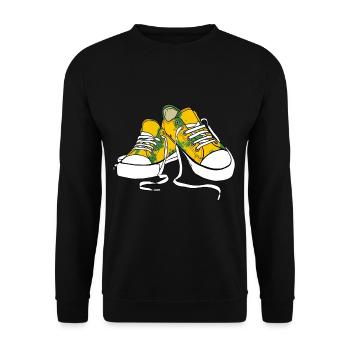 cool yellow chucks gift for sneaker friends - Unisex Sweatshirt - black - Front - Alina (178cm) & Michal (187cm)