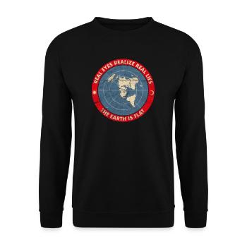 Flat Earth Conspiracy Theory Society Die Erde ist - Unisex Pullover - Schwarz - Vorne - Alina (178cm) & Michal (187cm)