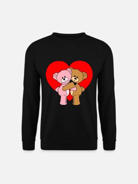 Herzen Bärchen Geschenk für verliebte Bären Herz - Unisex Pullover - Schwarz