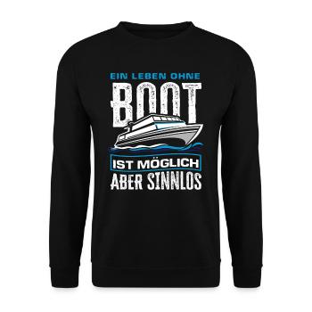 Boot Lustiger Boots Spruch Geschenk - Unisex Pullover - Schwarz - Vorne - Alina (178cm) & Michal (187cm)
