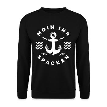 Moin Ihr Spacken - Unisex Pullover - Schwarz - Vorne - Alina (178cm) & Michal (187cm)