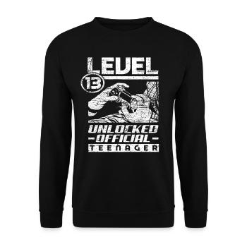 Gamer 13th birthday teenager - Unisex Sweatshirt - black - Front - Alina (178cm) & Michal (187cm)