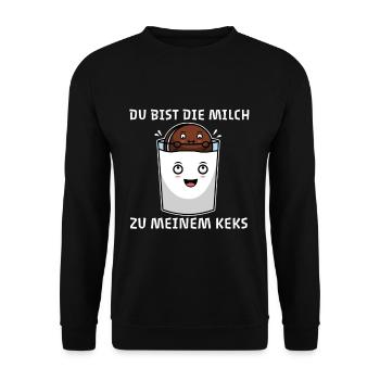 Du bist die Milch zu meinem Keks - Unisex Pullover - Schwarz - Vorne - Alina (178cm) & Michal (187cm)