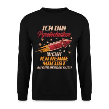 Pyrotechniker Rennen - Unisex Pullover - Schwarz - Vorne - Alina (178cm) & Michal (187cm)