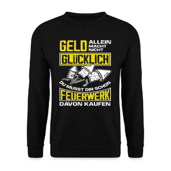Pyrotechniker Raketen Feuerwerk Lustiger Spruch - Unisex Pullover - Schwarz - Vorne - Alina (178cm) & Michal (187cm)
