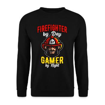 Fire Department Gamer Fireman - Unisex Sweatshirt - black - Front - Alina (178cm) & Michal (187cm)