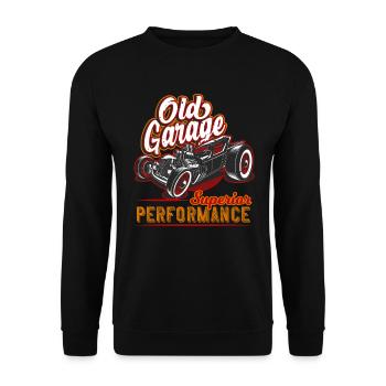 Ancien garage Hot Rod Californie - Sweat-shirt Unisexe - noir - Devant - Alina (178cm) & Michal (187cm)