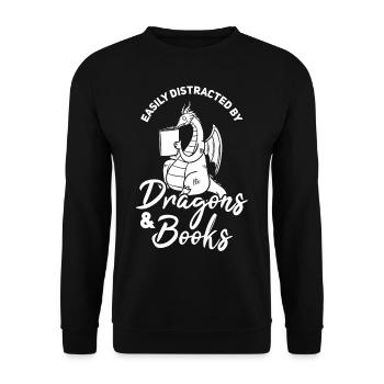 Book dragon reader reading books - Unisex Sweatshirt - black - Front - Alina (178cm) & Michal (187cm)