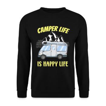 Camper Life Is Happy Life - Unisex Sweatshirt - black - Front - Alina (178cm) & Michal (187cm)