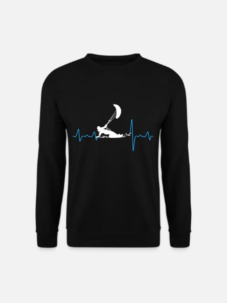 Herzschlag Puls Kiting Geschenk für Kite Freunde - Unisex Pullover - Schwarz