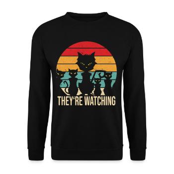 Drôle de chats vintage rétro chat noir - Sweat-shirt Unisexe - noir - Devant - Alina (178cm) & Michal (187cm)