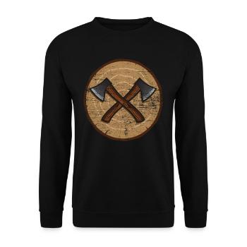 Axe Wood Tree Trunk - Unisex Sweatshirt - black - Front - Alina (178cm) & Michal (187cm)