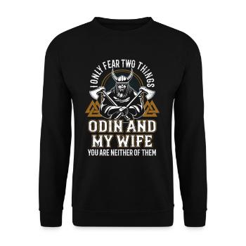 Viking saying Odin Nordmann - Unisex Sweatshirt - black - Front - Alina (178cm) & Michal (187cm)