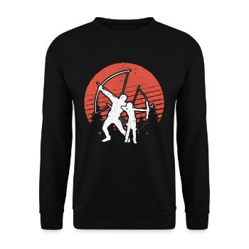 Archery with Son Gift for archer - Unisex Sweatshirt - black - Front - Alina (178cm) & Michal (187cm)