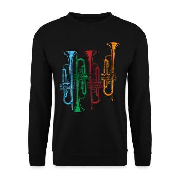 Trompete Retro Instrument - Unisex Pullover - Schwarz - Vorne - Alina (178cm) & Michal (187cm)