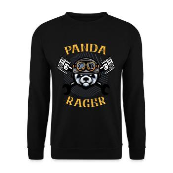 Panda Racer Motorradfahrer Biker Geschenk - Unisex Pullover - Schwarz - Vorne - Alina (178cm) & Michal (187cm)
