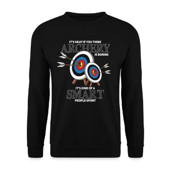 Bogenschießen Bogenschütze Pfeil & Bogen - Unisex Pullover - Schwarz - Vorne - Alina (178cm) & Michal (187cm)