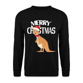 Australische Weihnachten Känguru - Unisex Pullover - Schwarz - Vorne - Alina (178cm) & Michal (187cm)