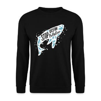 Stop Ocean Pollution Awareness Whale - Unisex Sweatshirt - black - Front - Alina (178cm) & Michal (187cm)
