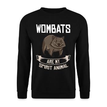 Wombat Australien Lustiges Nacktnasenwombat - Unisex Pullover - Schwarz - Vorne - Alina (178cm) & Michal (187cm)