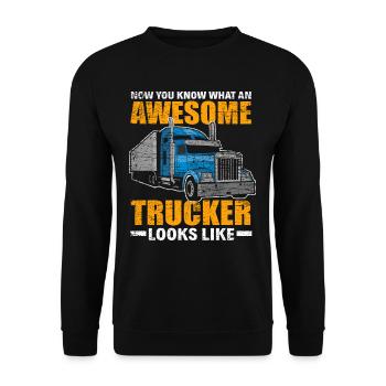 Chauffeur de camion camionneur - Sweat-shirt Unisexe - noir - Devant - Alina (178cm) & Michal (187cm)