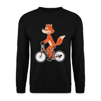 Funny fox on the bike - Unisex Sweatshirt - black - Front - Alina (178cm) & Michal (187cm)