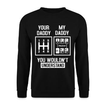 Dein Daddy - mein Daddy Chemielehrer - Unisex Pullover - Schwarz - Vorne - Alina (178cm) & Michal (187cm)