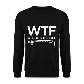 WTF Wo is der Fisch angler shirt - Unisex Pullover - Schwarz - Vorne - Alina (178cm) & Michal (187cm)